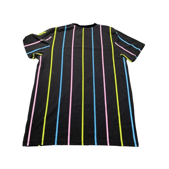 R.SINE Shirt Men Large Black Striped Bear Polo Graphic Tee Streetwear Casual Y2K - Picture 2 of 11